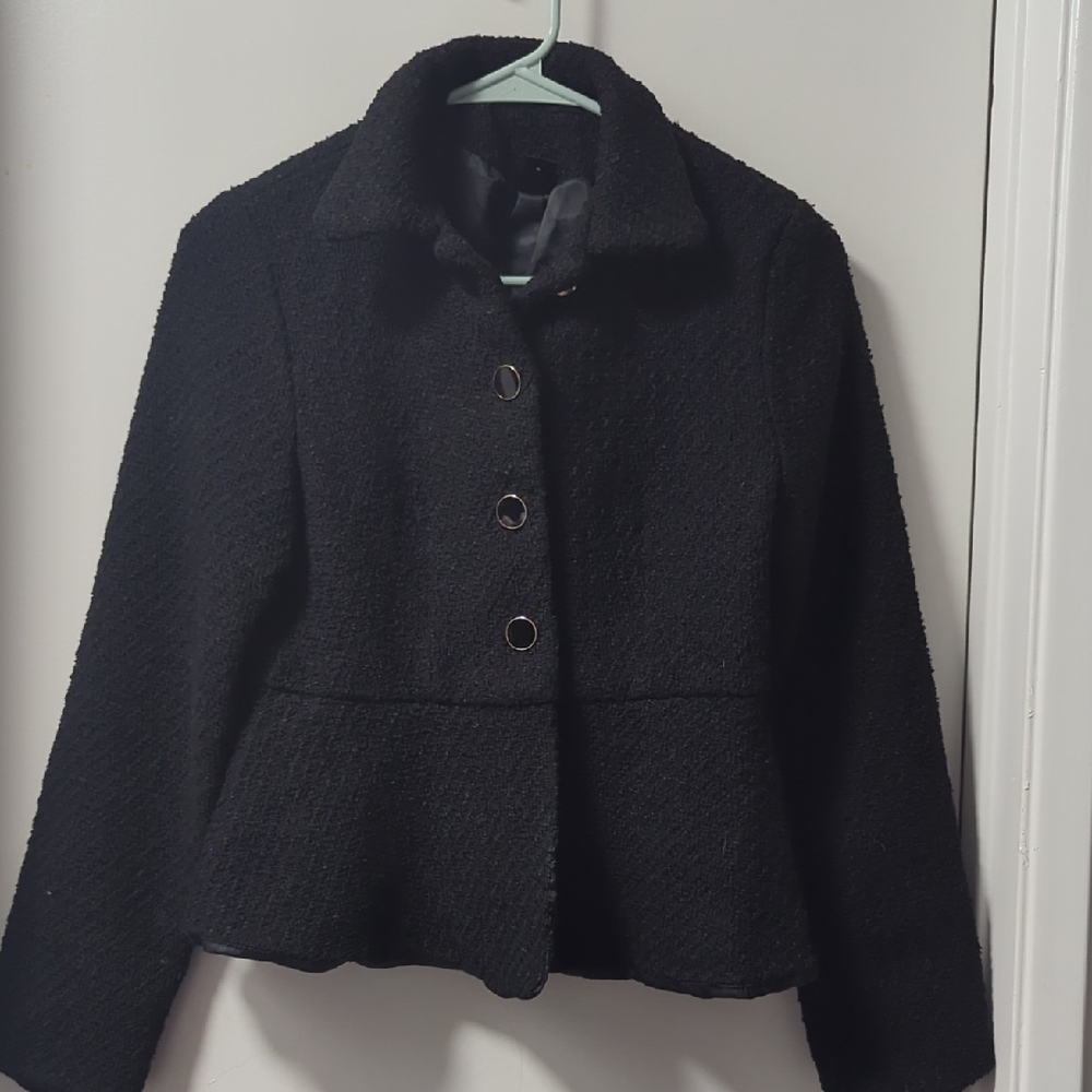 Women's Black Peplum Toggle Blazer